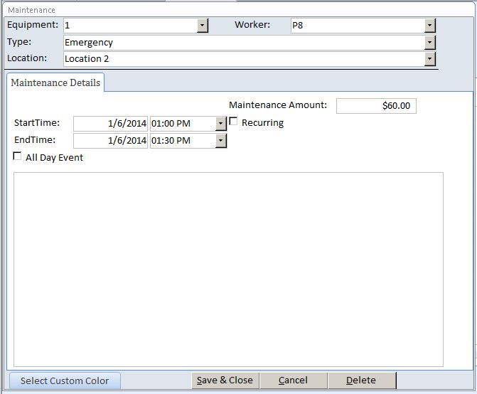 Computer Repairman Equipment Maintenance Log Tracking Database Template | Equipment Database